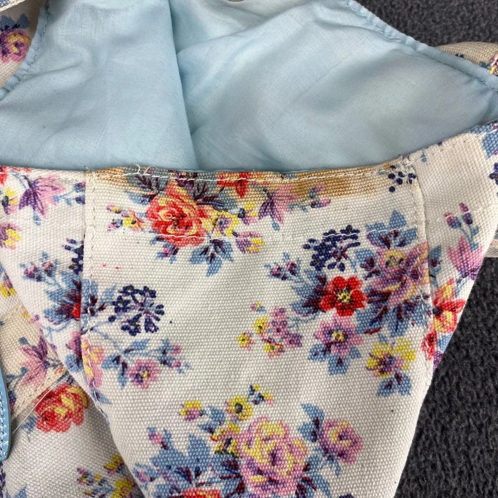 New Look Floral Canvas Tote Bag Womens‎ Large Ivory Blue Cottagecore Garden Bag